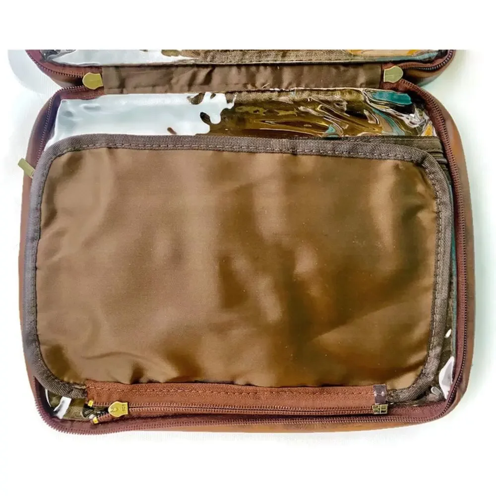 H&M Brown Travel Toiletry Bag Makeup Shaving Organizer Dopp Kit Men Women